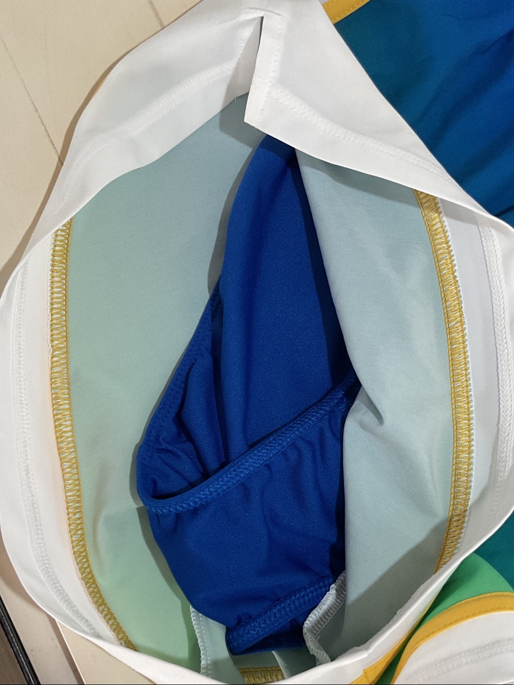 DSG Blue-to-Green Gradient Athletic Shorts with Yellow Trim - Picture 5 of 5
